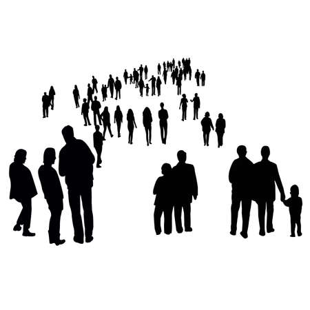 many people together, silhouette vectorのイラスト素材