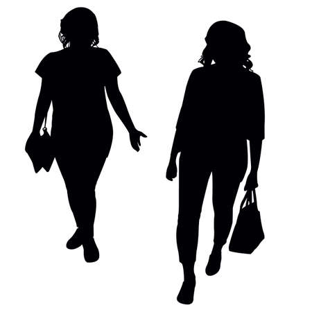two women walking body, silhouette vectorのイラスト素材