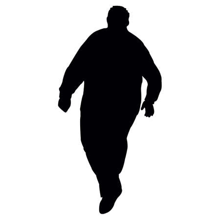 a fat man walking body silhouette vectorのイラスト素材