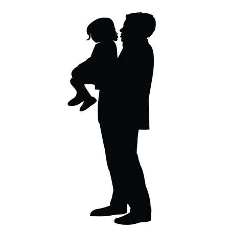 a man and a girl, silhouette vectorのイラスト素材