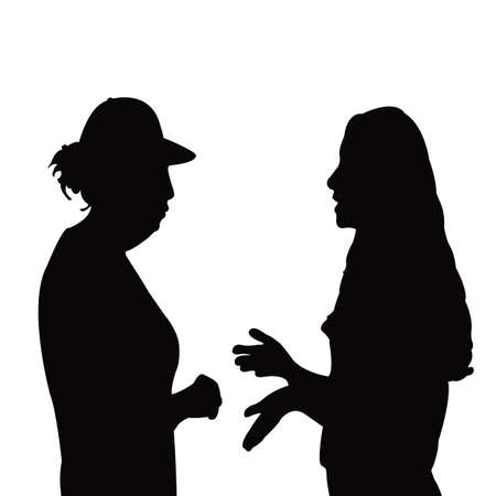 two women making chat, silhouette vectorのイラスト素材