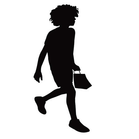 a boy walking body silhouette vectorのイラスト素材