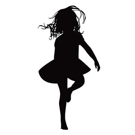 a girl jumping body silhouette vectorのイラスト素材