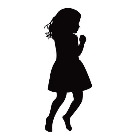 a girl jumping body silhouette vectorのイラスト素材