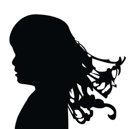 a girl head silhouette vectorのイラスト素材