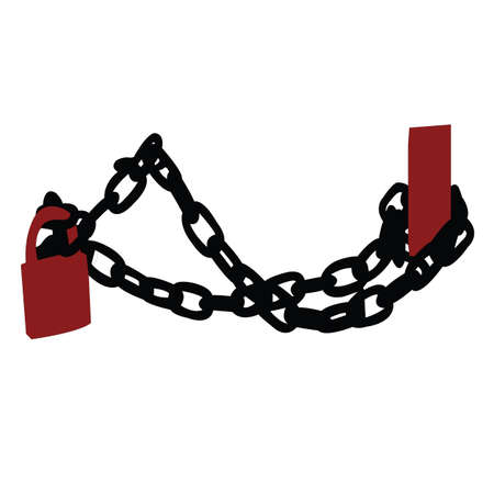 a chain and pad lock silhouette vectorのイラスト素材