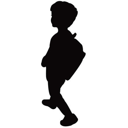 a student with backpack, walking body silhouette vectorのイラスト素材