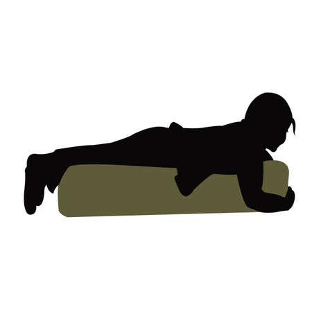 a girl lying on a cushion, silhouette vectorのイラスト素材
