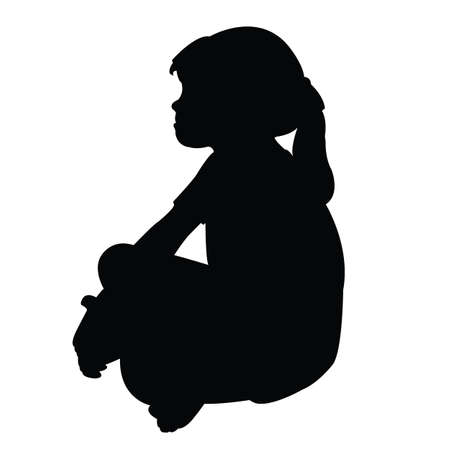 a girl sitting body silhouette vectorのイラスト素材