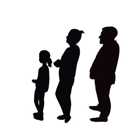 three people standing body silhouette vectorのイラスト素材
