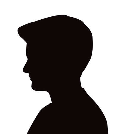 a young man head silhouette vectorのイラスト素材