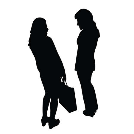 two women making chat, silhouette vectorのイラスト素材