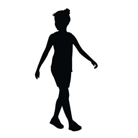 a girl walking body silhouette vectorのイラスト素材