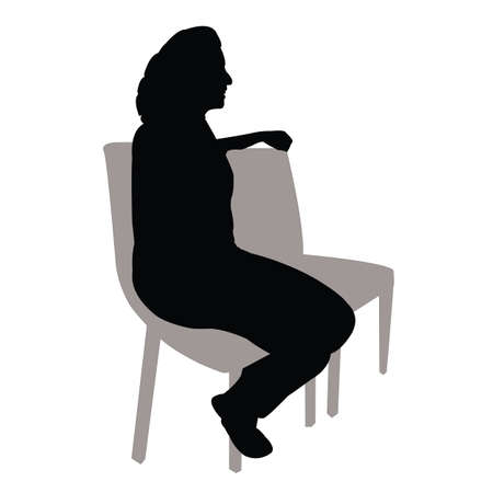 a woman sitting on chair, silhouette vectorのイラスト素材