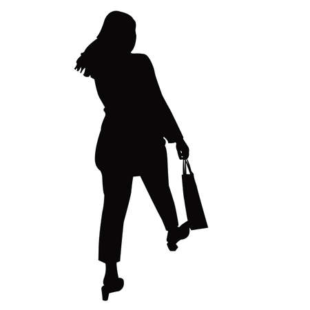 a woman walking body silhouette vectorのイラスト素材