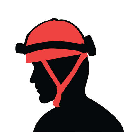 a man with helmet, head silhouette vectorのイラスト素材
