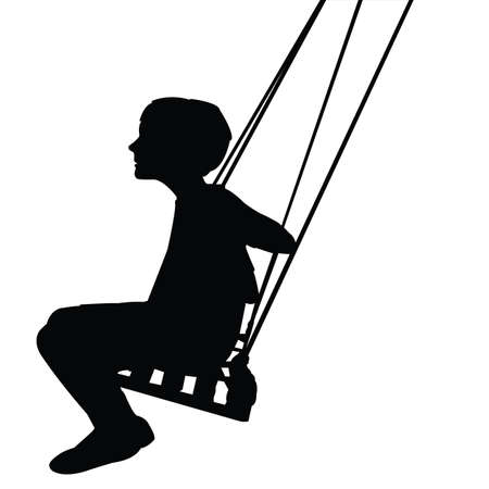 a boy swinging body silhouette vectorのイラスト素材