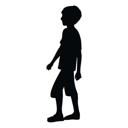 a boy walking body silhouette vectorのイラスト素材