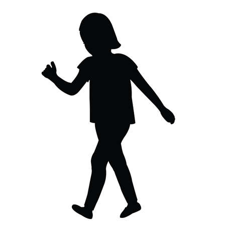 a girl walking body silhouette vectorのイラスト素材