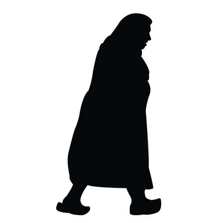 a senior woman walking body silhouette vectorのイラスト素材