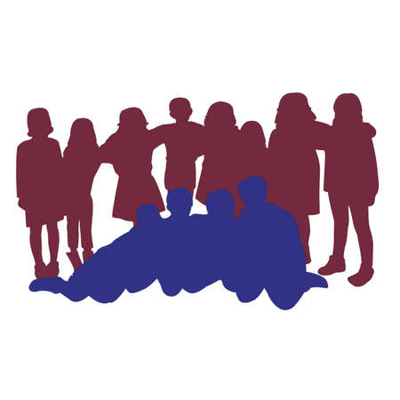 children together, msilhouette vectorのイラスト素材
