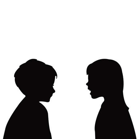 children talking heads silhouette vectorのイラスト素材