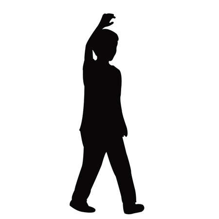 a boy walking body silhouette vectorのイラスト素材