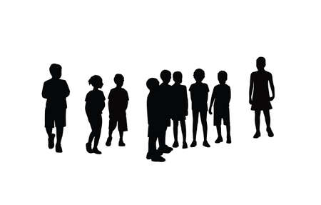 children together, silhouette vectorのイラスト素材