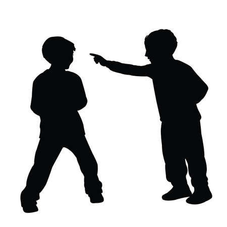 boys making chat, silhouette vectorのイラスト素材