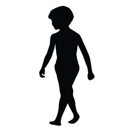 a boy walking body silhouette vectorのイラスト素材