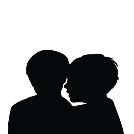 boys talking heads silhouette vectorのイラスト素材