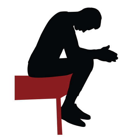 a man sitting body silhouette vectorのイラスト素材