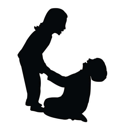 children playing body silhouette vectorのイラスト素材
