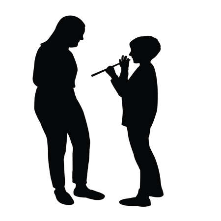 children playing silhouette vectorのイラスト素材