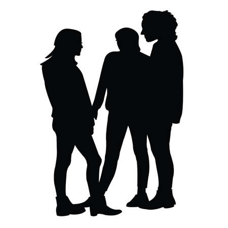 friends making chat, silhouette vectorのイラスト素材