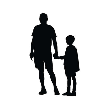 father and son together, silhouette vectorのイラスト素材