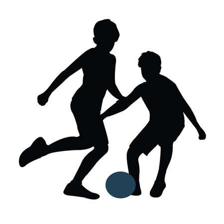 boys playing football silhouette vectorのイラスト素材