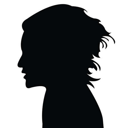 a boy head silhouette vectorのイラスト素材