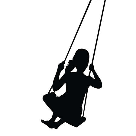 girl swinging body silhouette vectorのイラスト素材