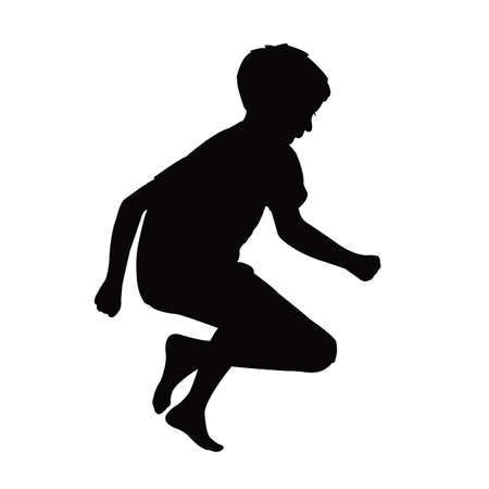 a jumping boy body silhouette vectorのイラスト素材