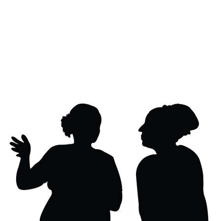 two women talking heads silhouette vectorのイラスト素材