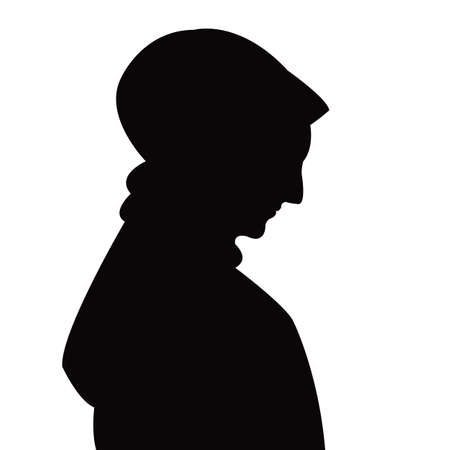 a woman with scarf, head silhouette vectorのイラスト素材