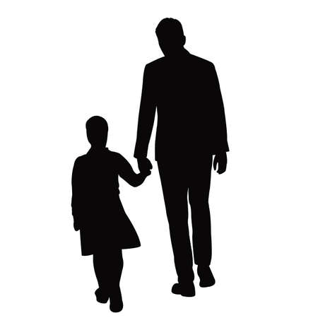 a man and girl walking body silhouette vectorのイラスト素材