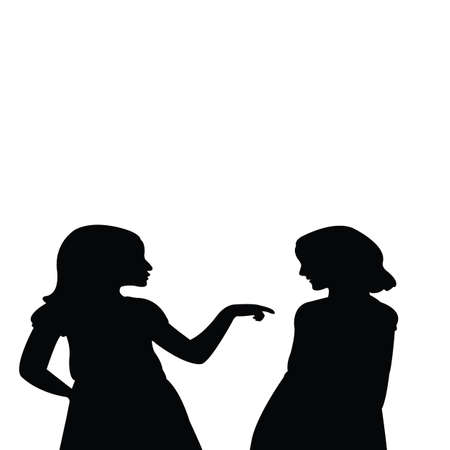 children talking heads, silhouette vectorのイラスト素材