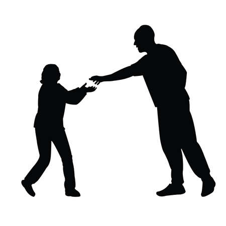 man giivng something to woman, silhouette vectorのイラスト素材