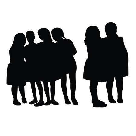 girls together, silhouette vectorのイラスト素材