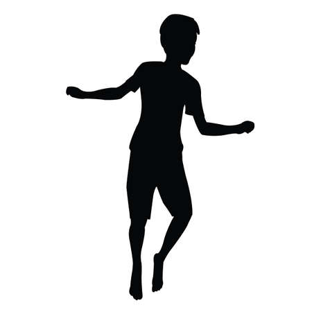 a boy jumping body silhouette vectorのイラスト素材
