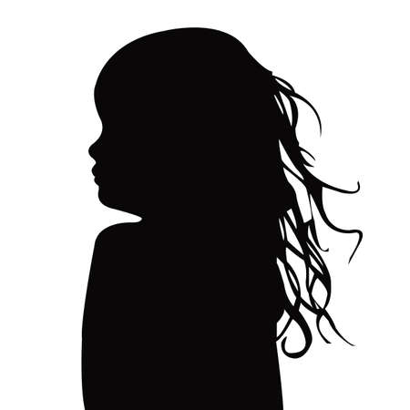 a girl head silhouette vectorのイラスト素材