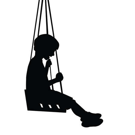 a boy swinging body silhouette vectorのイラスト素材