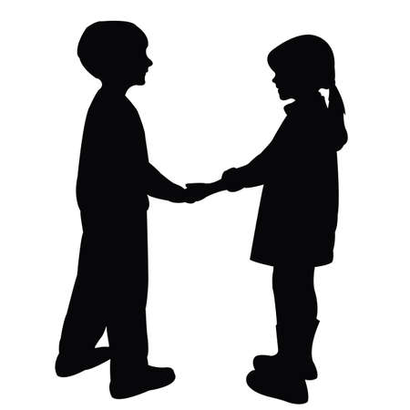 a girl and a boy body silhouette vectorのイラスト素材